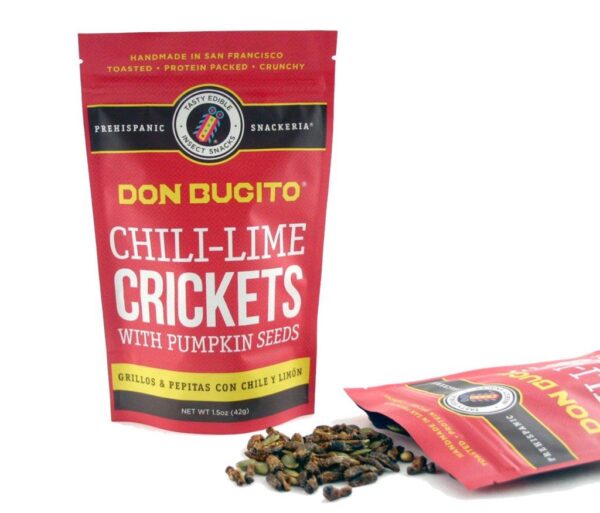 Chile-Lime Crickets & Pumpkin Seeds Chile-Lime Crickets & Pumpkin Seeds Chile-Lime Crickets & Pumpkin Seeds Chile-Lime Crickets & Pumpkin Seeds ?zoom Request a custom order and have something made just for you. Item details 4.5 out of 5 stars. (125) reviews Shipping & Policies TOASTED CRICKETS & PUMPKIN SEEDS WITH CHILE AND LIME FLAVOR (NO DAIRY AND NO EGGS) – 5 month shelf life QTY: .5 oz 30-40 Crickets Aprox. These crickets pumpkin seeds are hand toasted and seasoned with fresh lime juice and chile powder. They are a great healthy and sustainable treat! All of Don Bugito’s crickets come from a farm dedicated to raising the highest quality insects for human consumption. Crickets are farmed and raised with a natural diet of bran and carrots. Ingredients: Toasted Crickets, Toasted Pumpkin Seeds, Fresh Lime Juice, Cayenne pepper, Sea Salt. IF YOU ARE ALLERGIC TO SHELLFISH THIS PRODUCT IS NOT FOR YOU. Made in a facility that processes milk, eggs and peanuts Meet the owner of DONBUGITO Monica Martinez Chile-Lime Crickets & Pumpkin Seeds