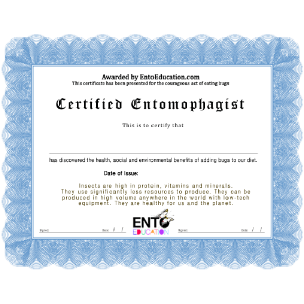 Entomophagy Certificate Edible Insects