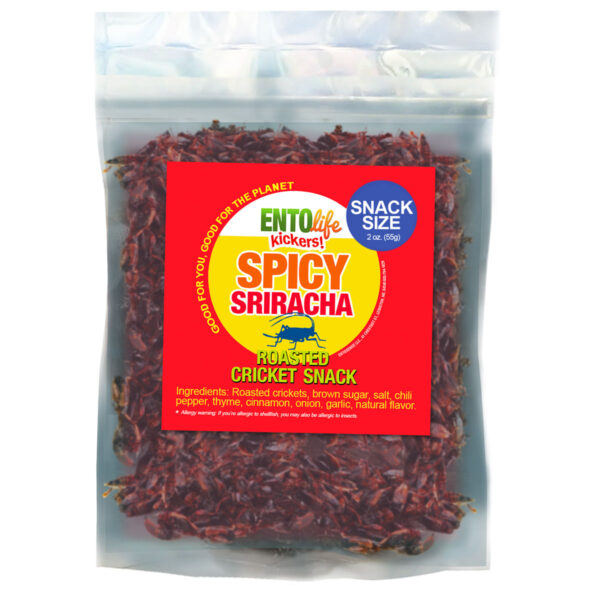 Sriracha Hot Flavored Crickets Raised for Human Consumption