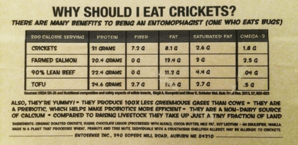 Cricket Crunch Bar Nutrition Label