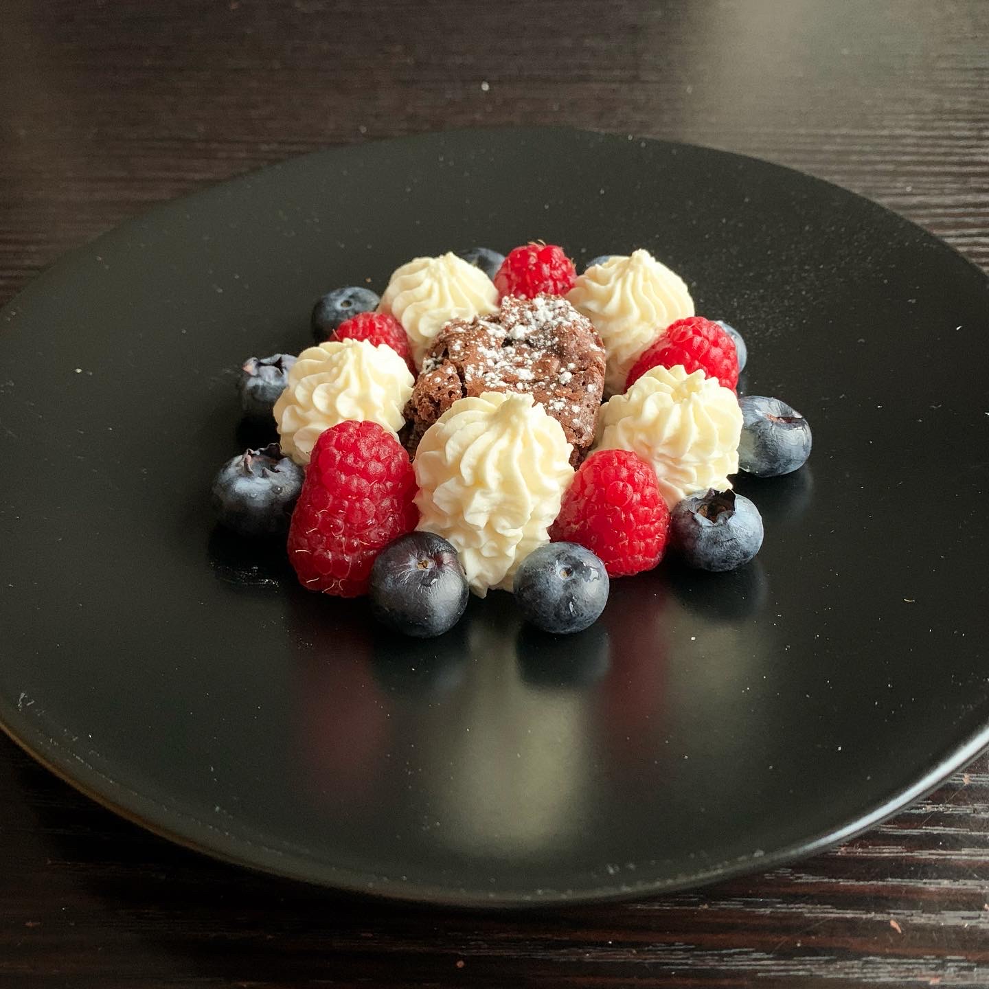 Mealworm Brownies, White Chocolate Mousse, Berries