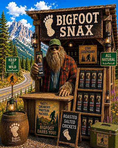 Bigfoot Selling Crickets